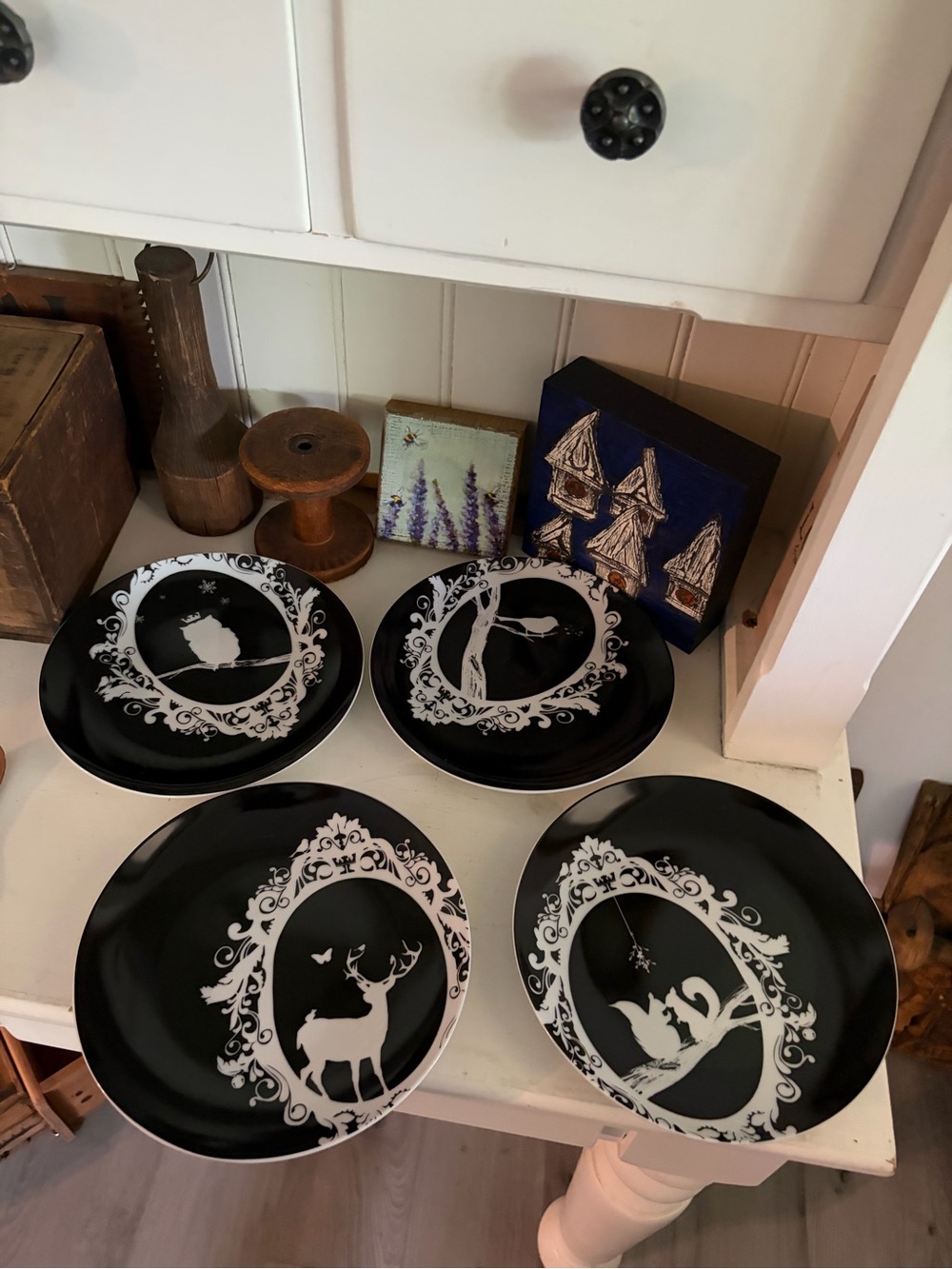 Rosanna Set of 4 Black Decorative Silhouette Plates